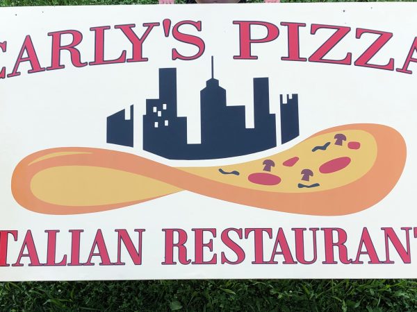 wood sign with vinyl decals